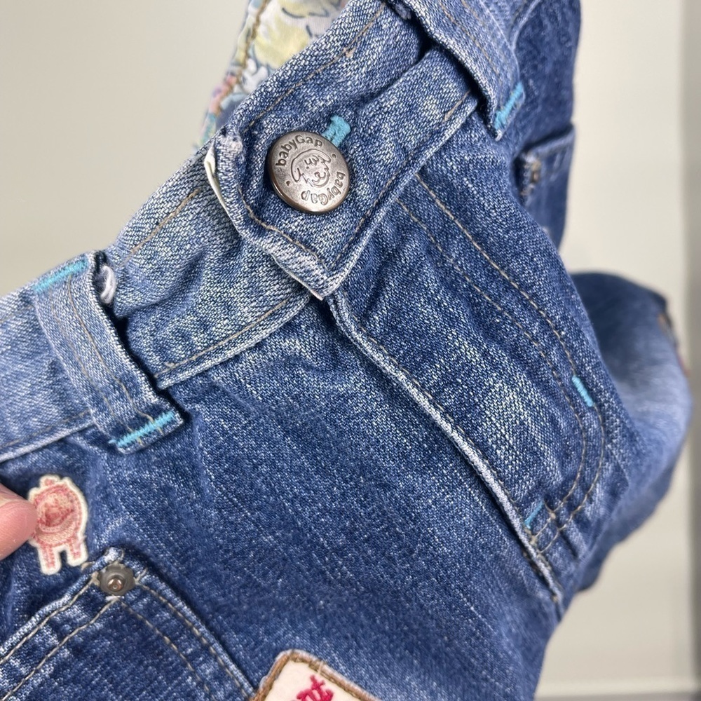 BABY Gap Denim Skirt 12-18m With Patches - Picture 3 of 10